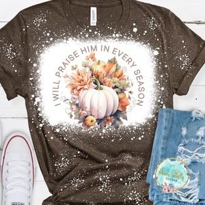 Women’s S-XL I Will Praise Him In Every Season Bleached Tee
